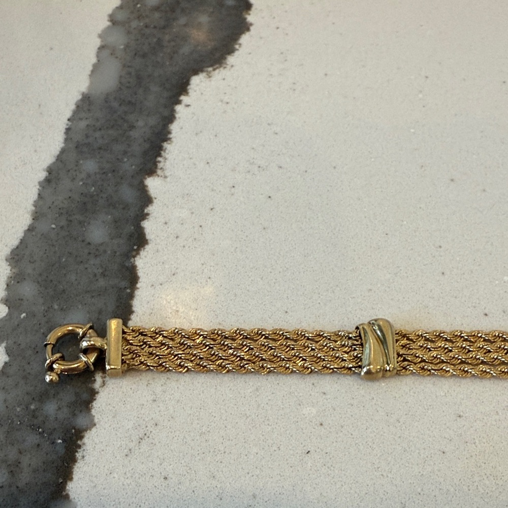 Timeless Italian 14kt solid gold triple rope bracelet - Picture 4 of 16